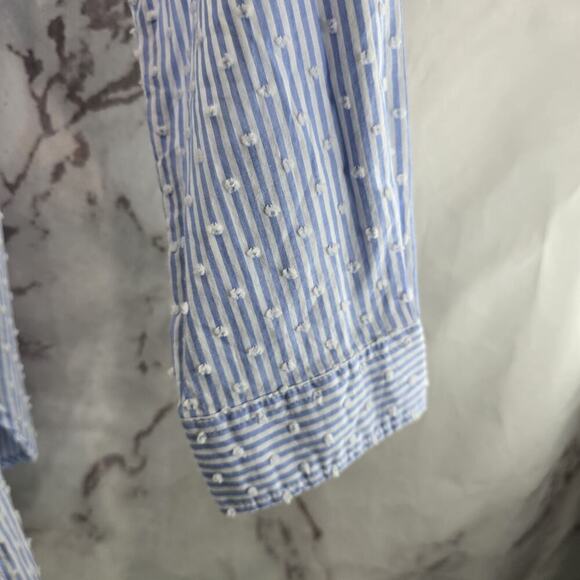 Maeve Shirt Womens 6 Small Blue White Button Tie Waist Clip Swiss Dot - Picture 4 of 13